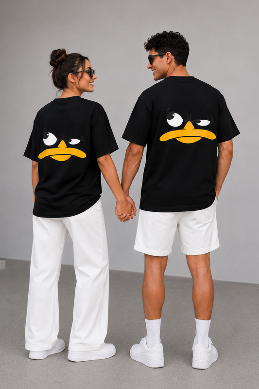 Unisex Duck Black Over Size T-shirt