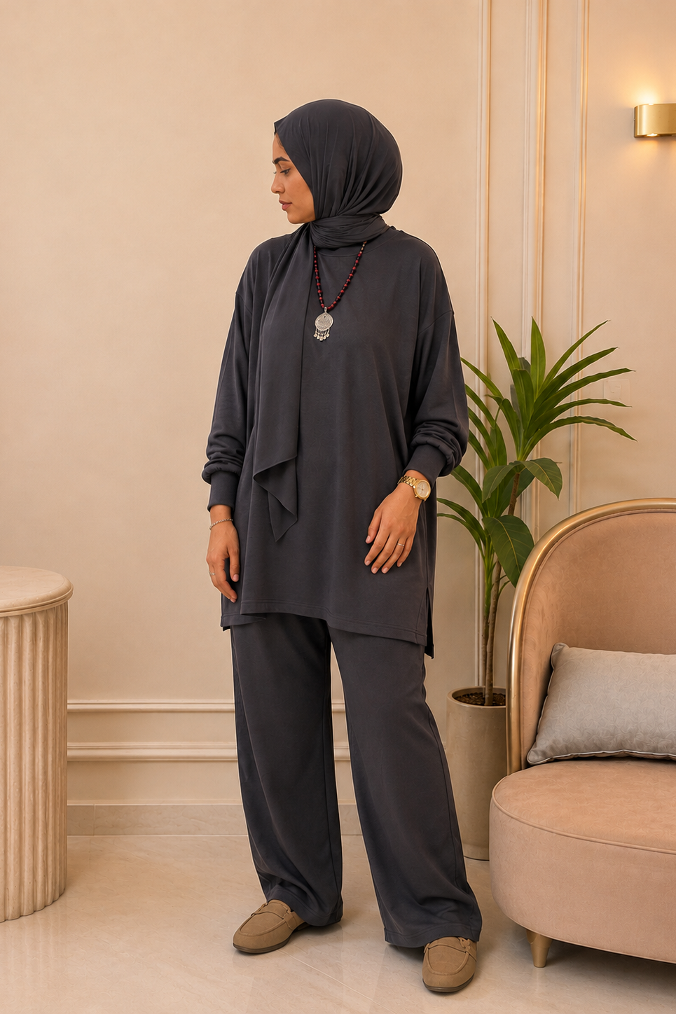 Women's Graphite Grey Over Size Summer Set