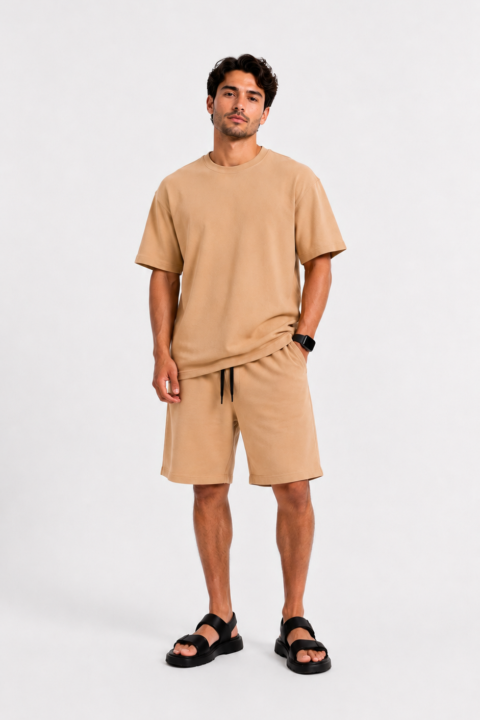 Men's Beige Over Size Summer Set