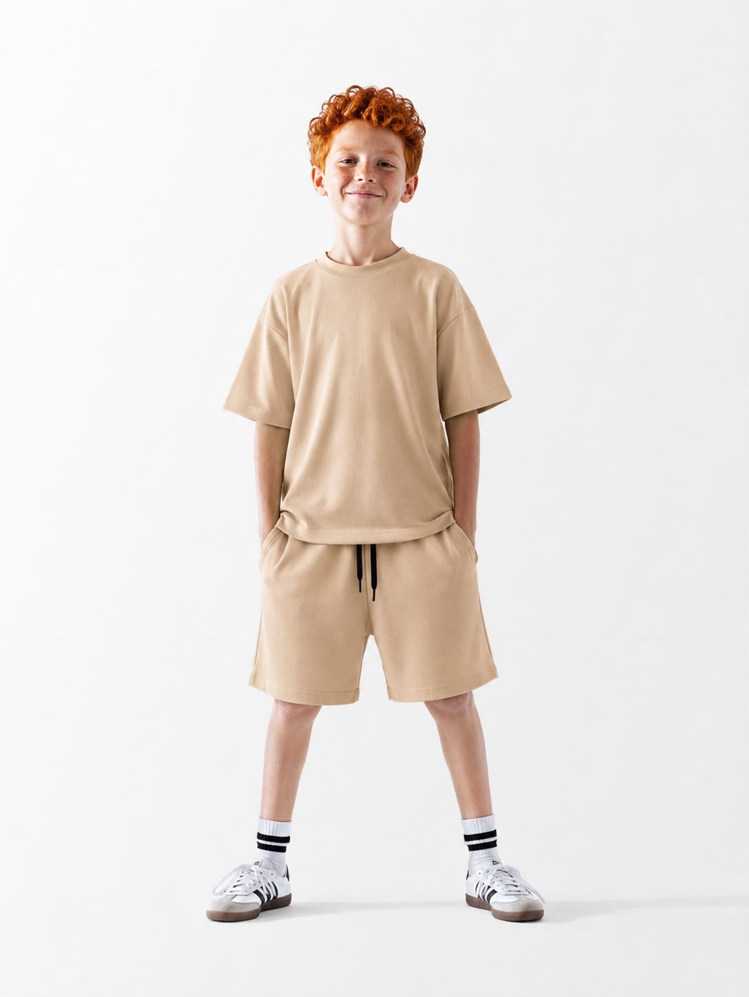 Kid's Beige Over Size Summer Set