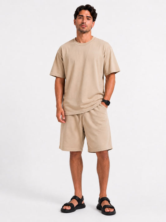 Men's Beige Over Size Summer Set